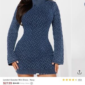 Fashion Nova Navy Knit Sweater Dress